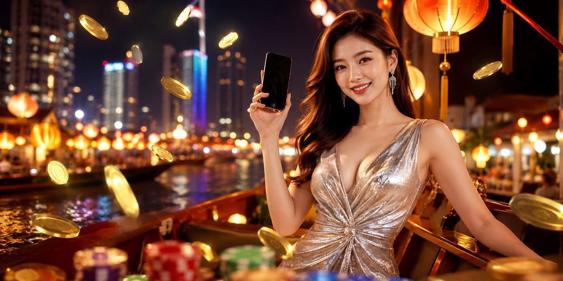 Người dùng đặt cược casino trên điện thoại tại Đà Nẵng với đèn lồng hội An
